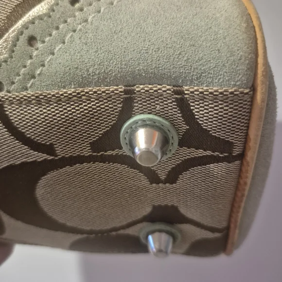 Coach Signature Canvas Coral Reef Appliqué Satchel - Tan & Mint - Picture 7 of 13